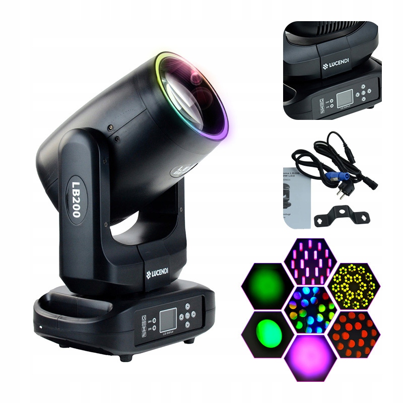 Głowa ruchoma LB200 Beam 200W Led Gobo DMX Lucendi