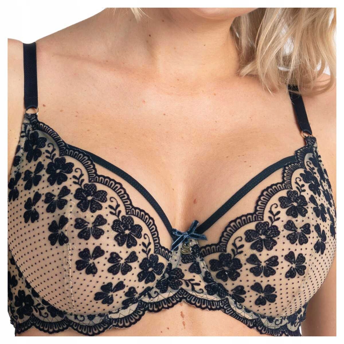 Samanta Podprsenka měkká, krajková podprsenka soft Scarlett A123 námořnická modrá 90C