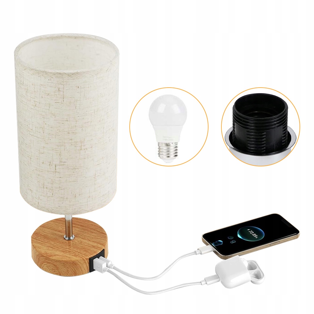 Vysoce Kvalitní Led Stolní Lampa S Usb Nabíječkou, Dotyková, 3 Úrovně Jasu