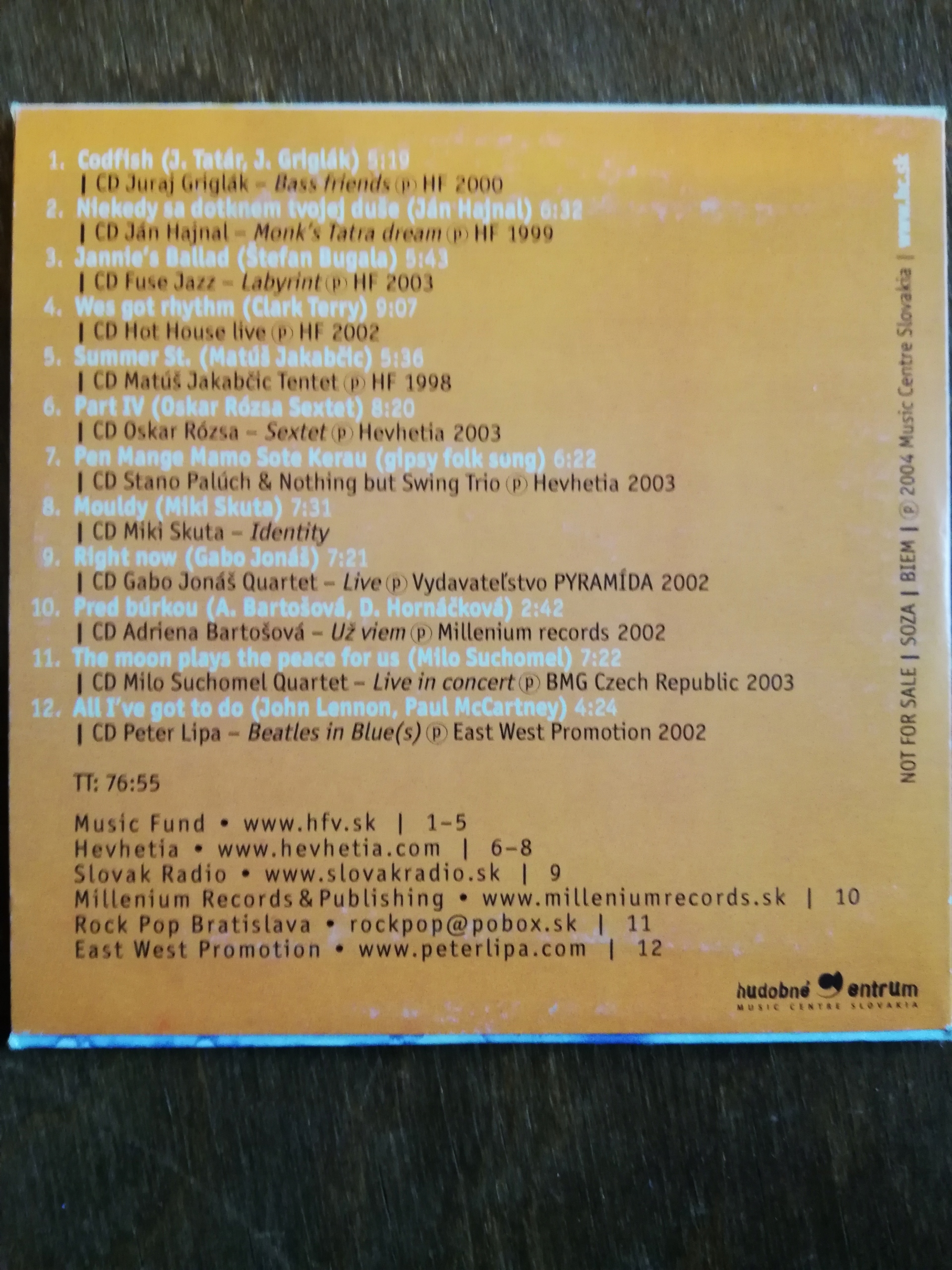 SLOVAK JAZZ CD Gatunek jazz, swing