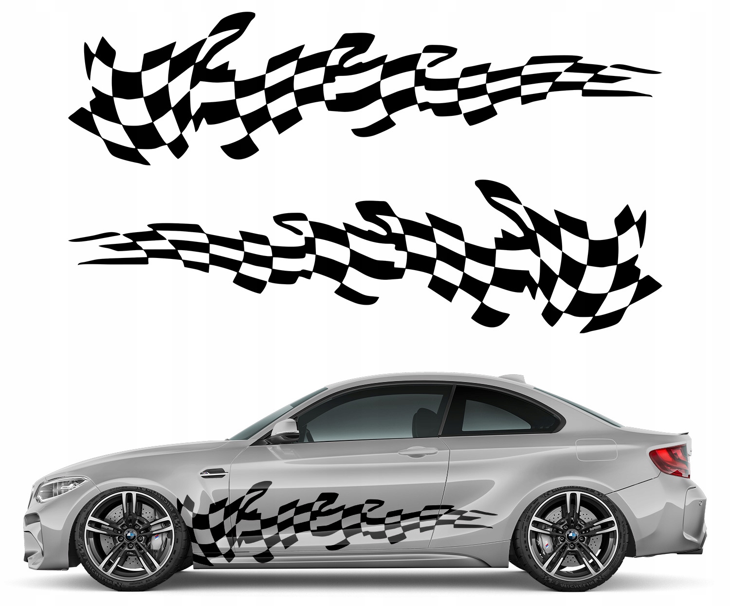 2x Samolepka na auto Motiv Pásy Vlajka 44x170 cm