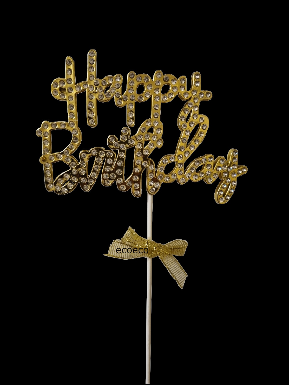 TOPPER HAPPY BIRTHDAY ZŁOTY CEKINY