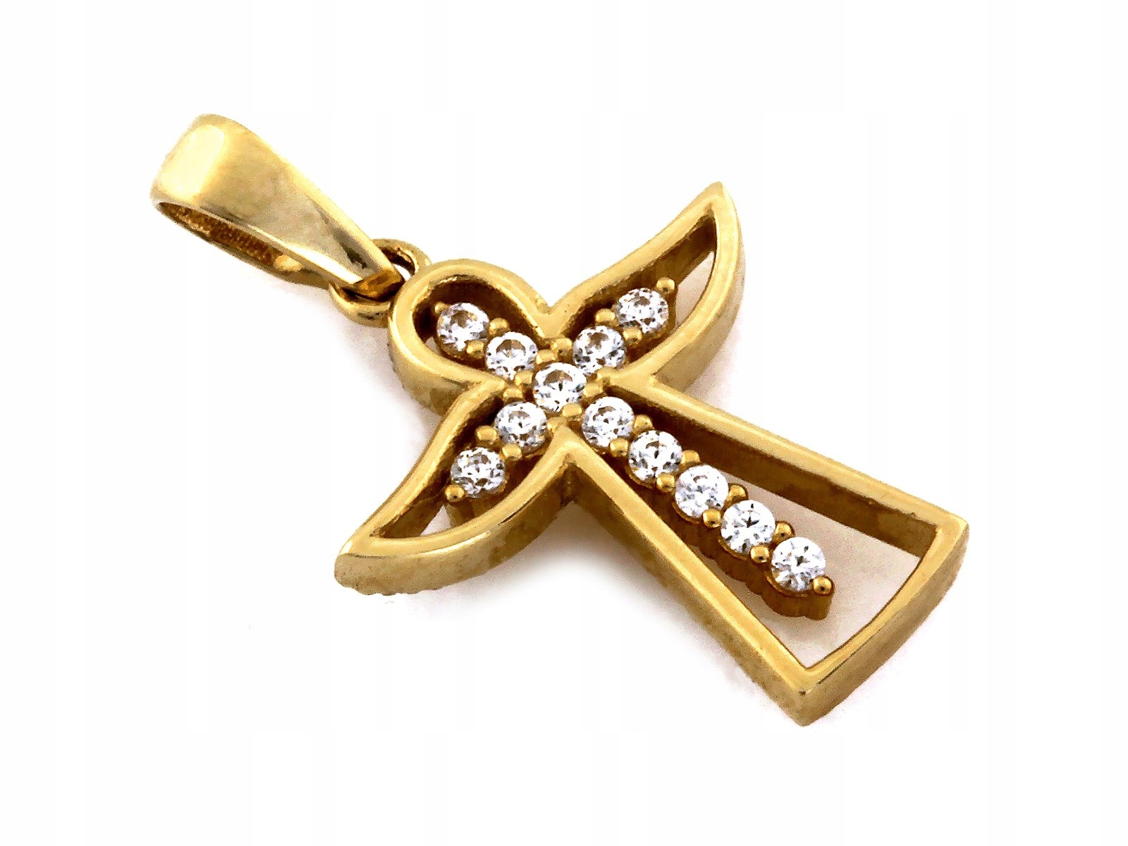 Přívěsek zlatý anděl 585 Anděl s bílými zirkony 0.82 g Ažurový rámeček