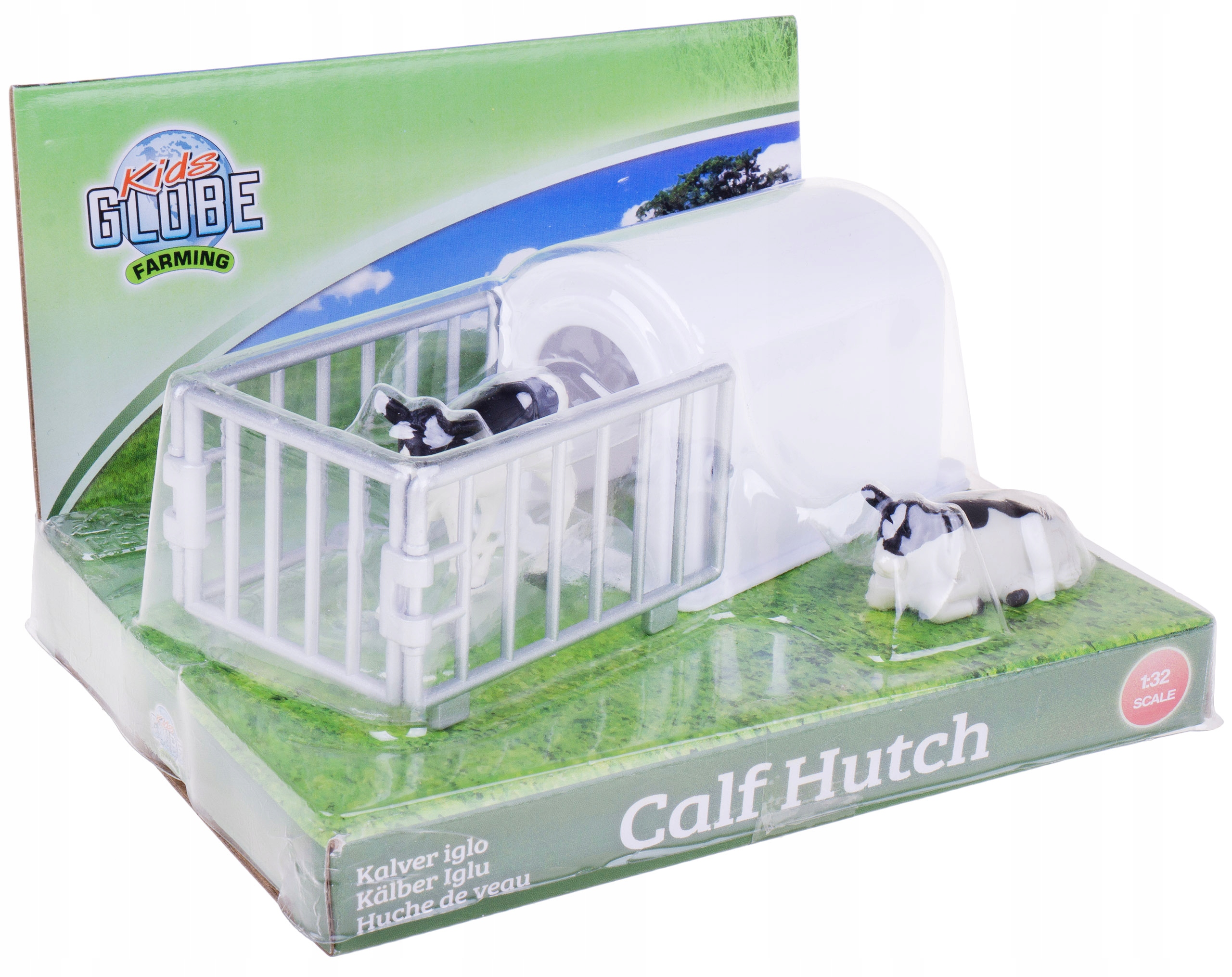 BUDKA STANOWISKO KOJEC DLA CIELĄT + 2 CIELAKI 1:32 KIDS GLOBE FARMING Marka Kids Globe