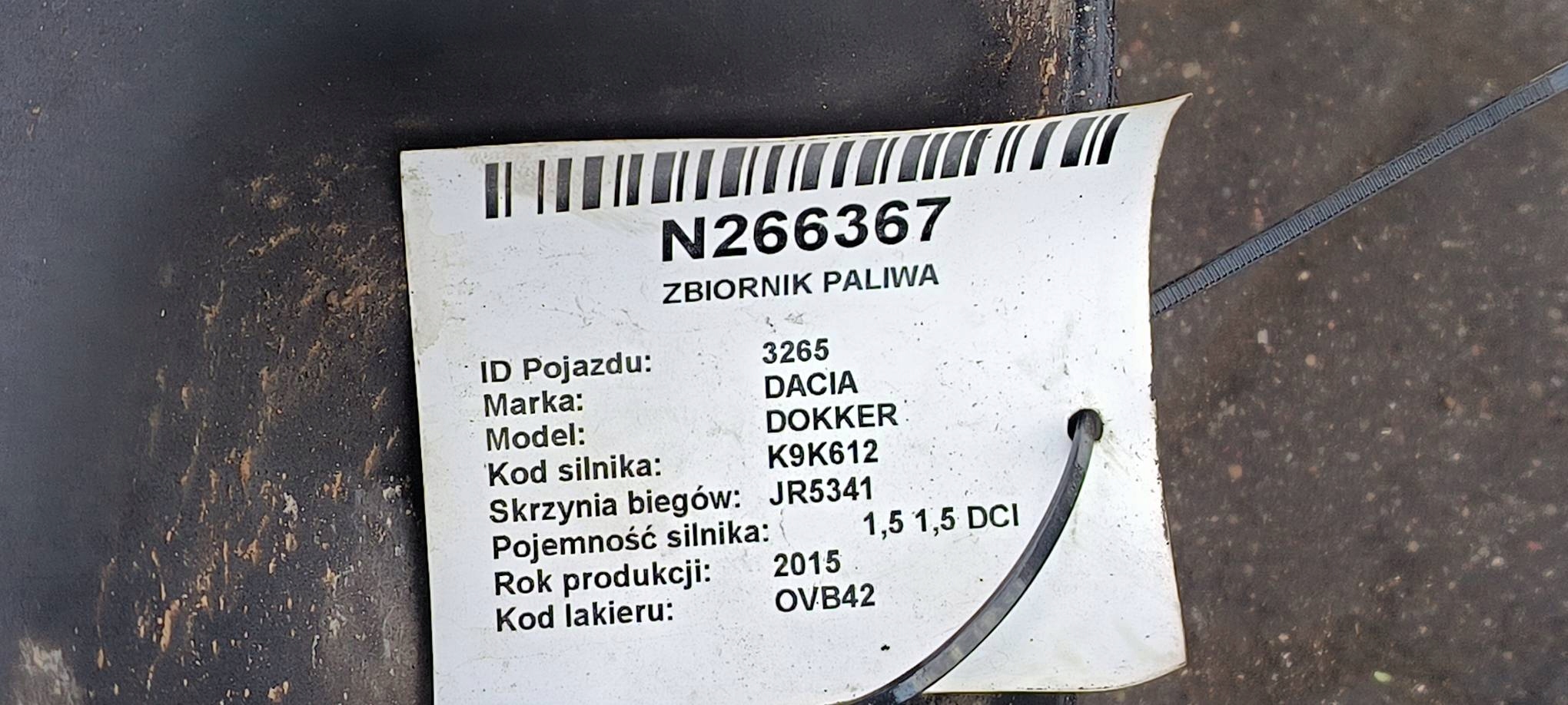 tank 8201163425 1.5 DCI DACIA DOKKER