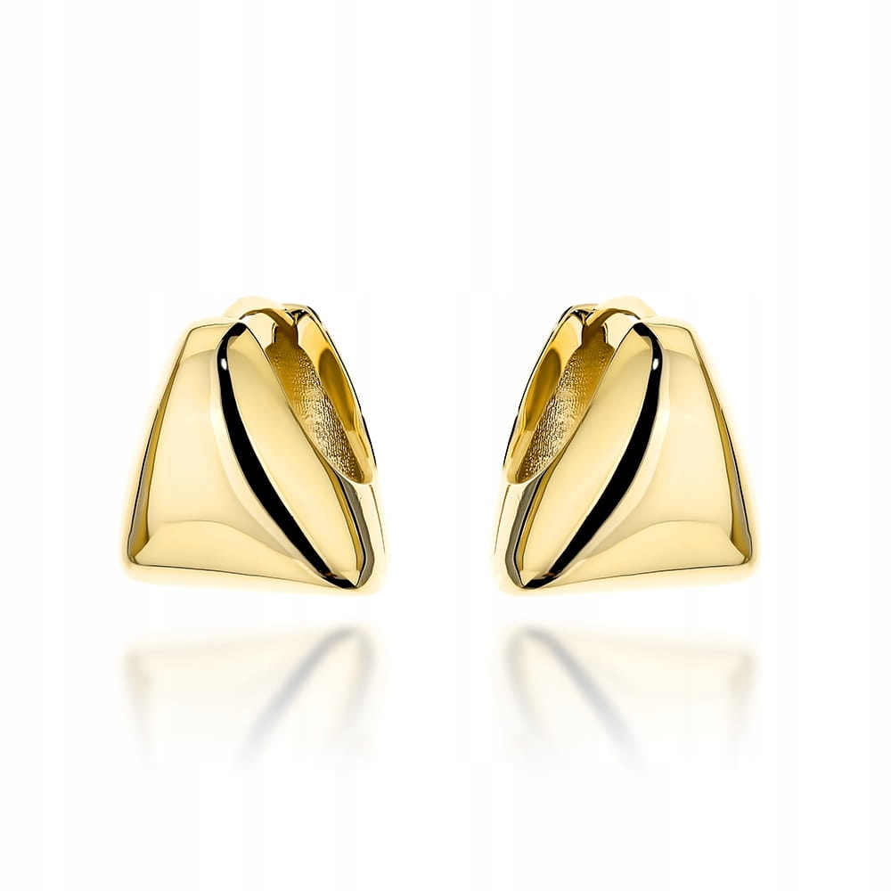 Náušnice zlaté 585 hladké trojúhelníky nadčasový design, módní doplněk 14k