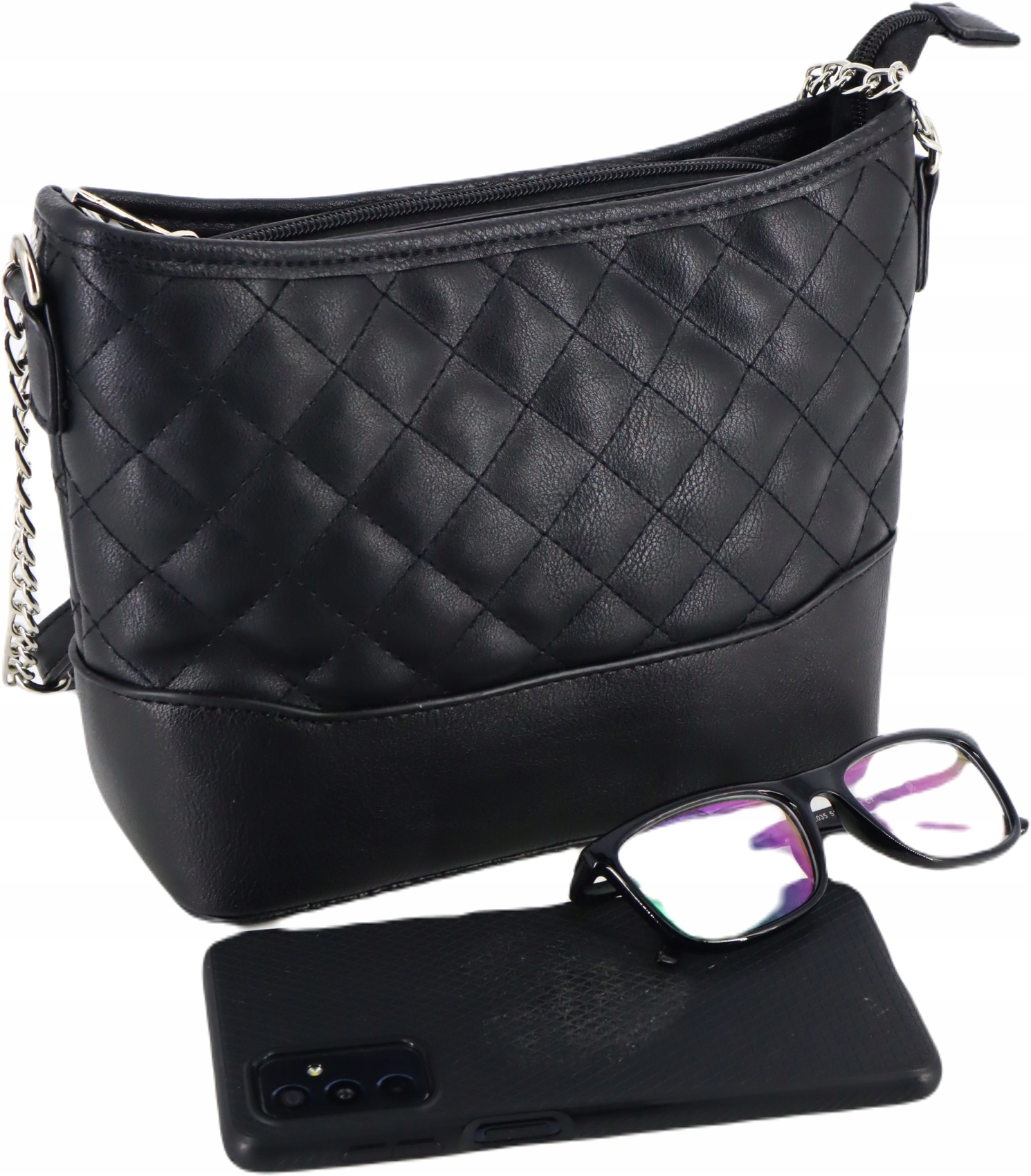 TOREBKA DAMSKA MAŁA PRZEWIESZKA WIZYTOWA PIKOWANA Wysokość 17 cm