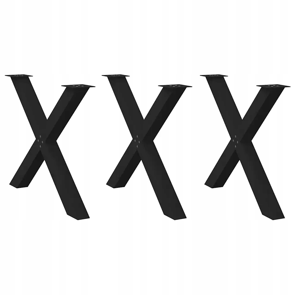 Nohy jídelního stolku ve tvaru X 3 ks černé 90x(72-73) cm Černý 4012996