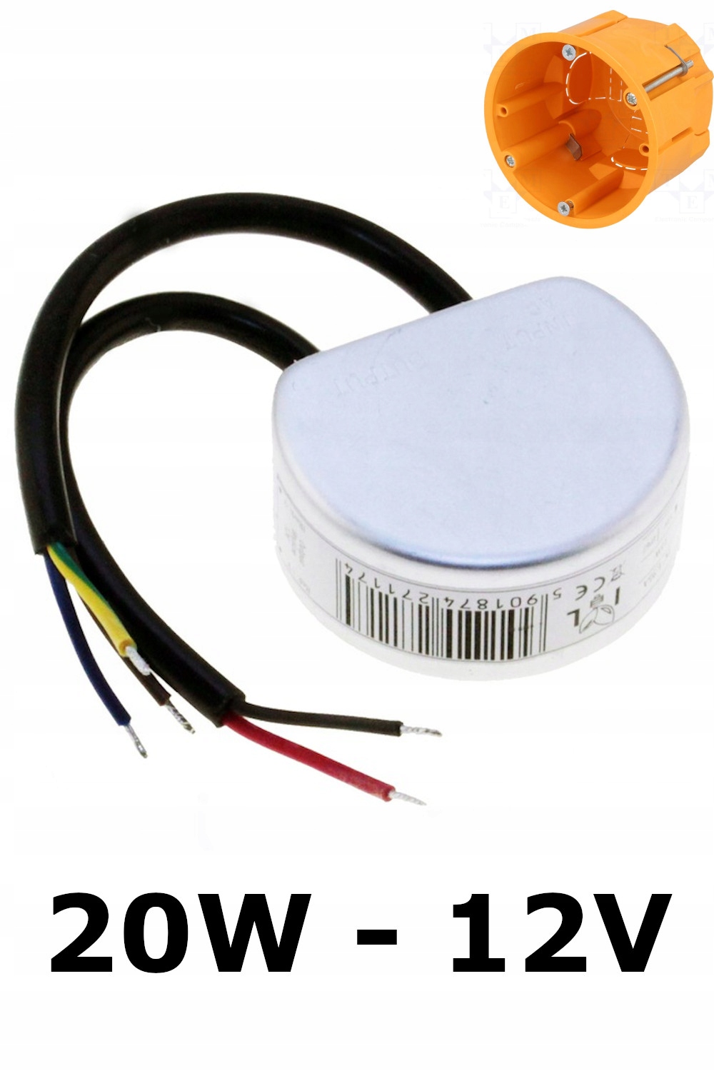 

Zasilacz Dopuszkowy do taśm Led 12V 20W, do puszki