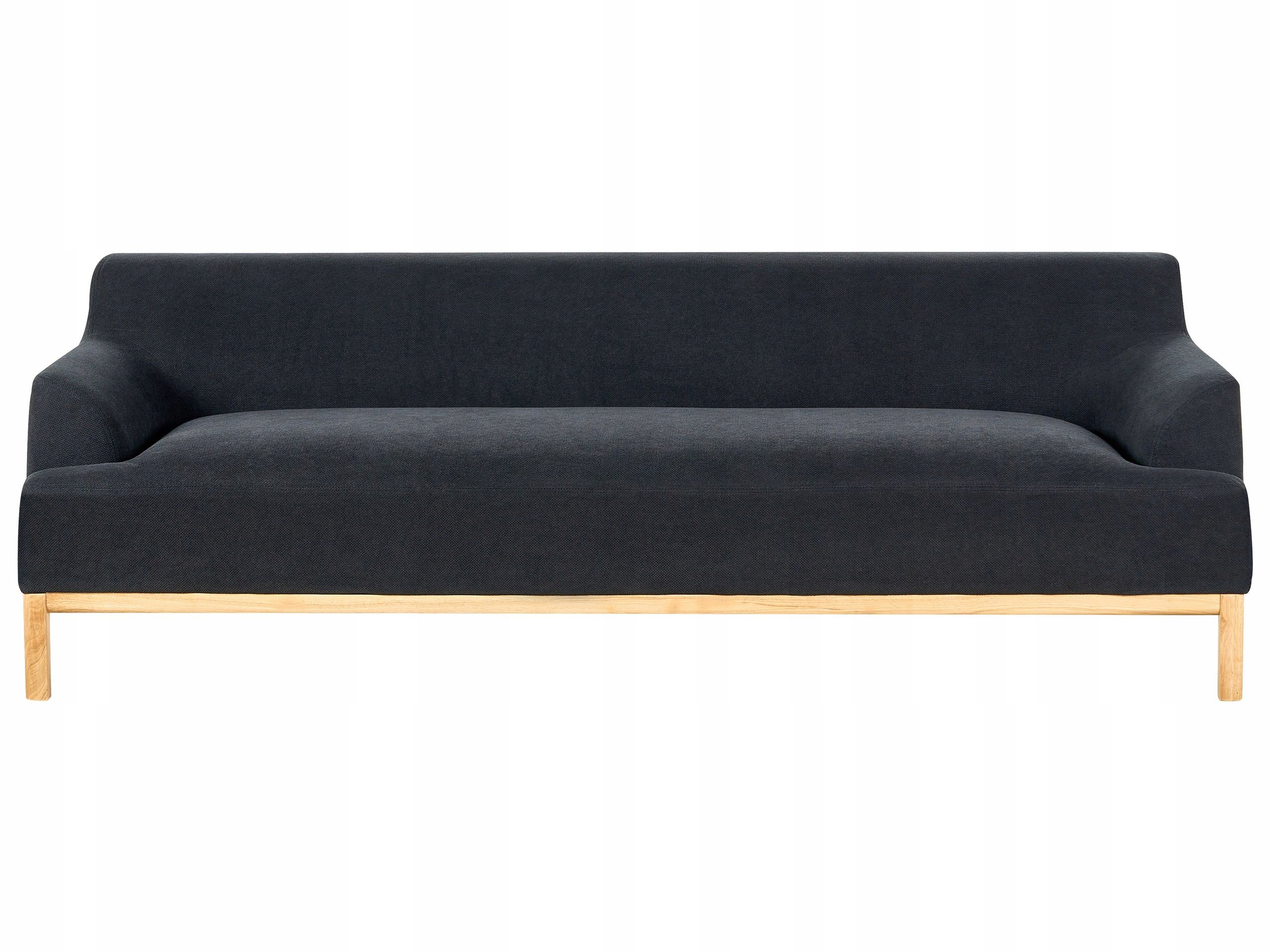 Sofa 3-osobowa tapicerowana drewno nogi czarna