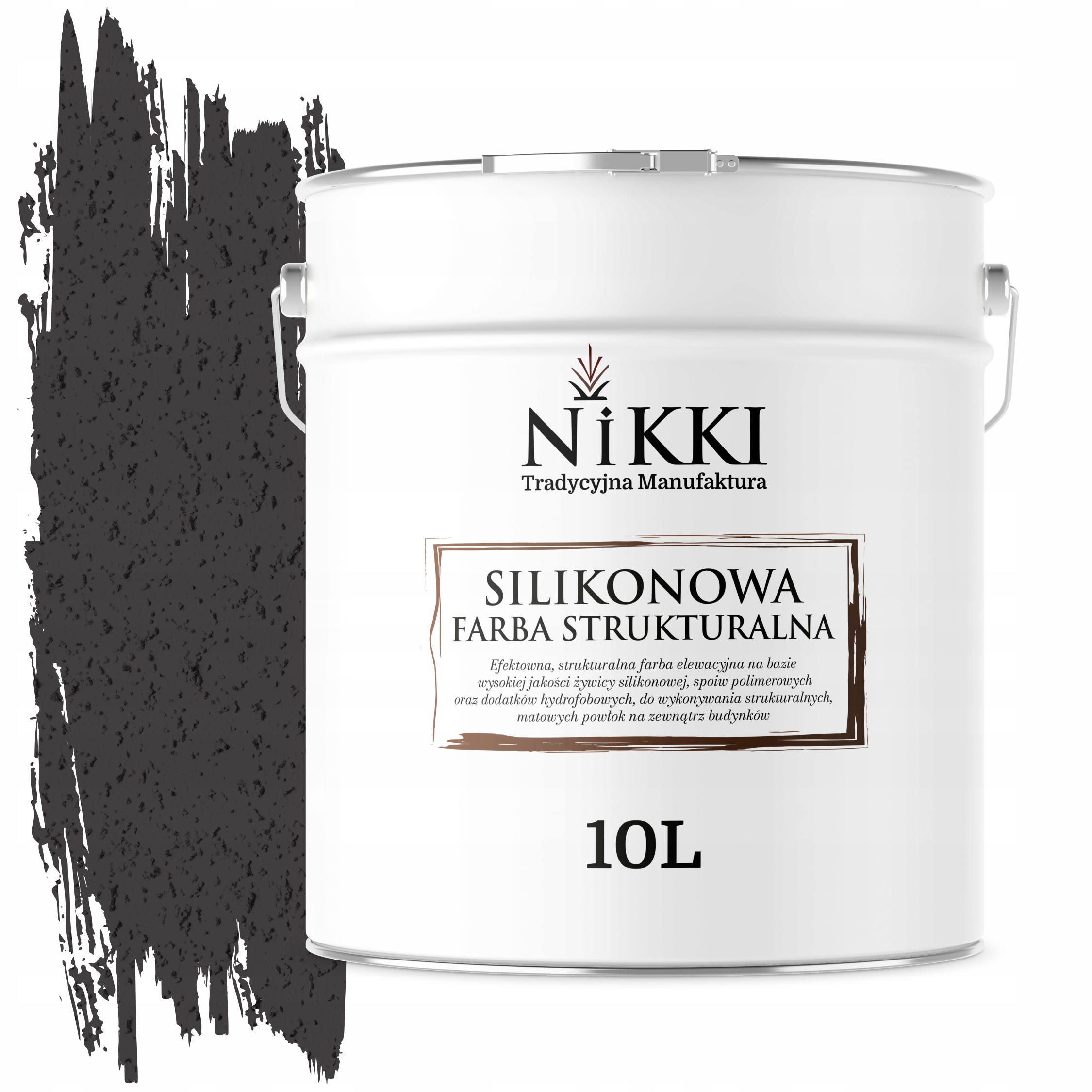 Štruktúrovaná fasádna silikónová fasádna farba 10L čierna F268 Uv