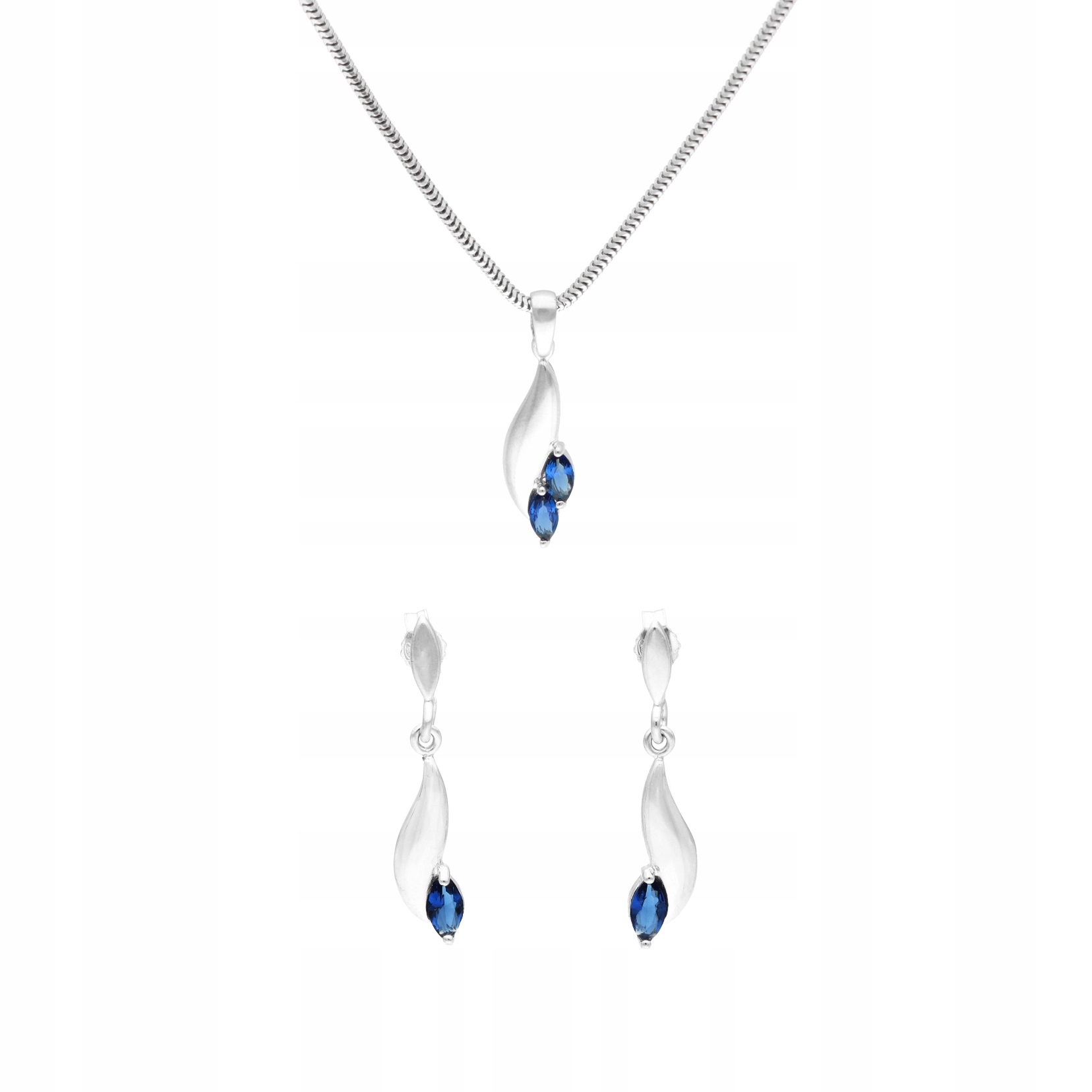 stříbro sada se safírovými zirkony