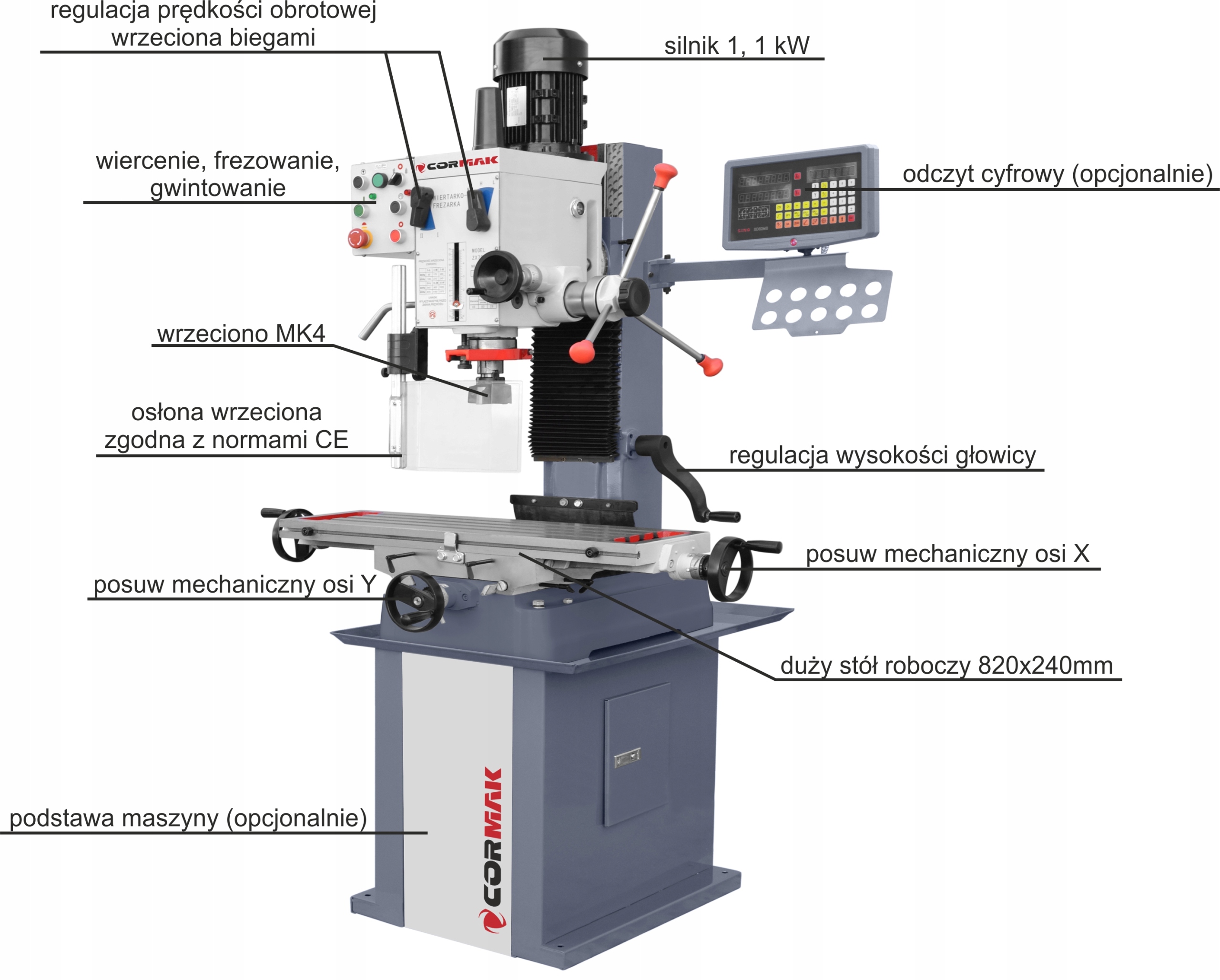 WIERTARKO FREZARKA FREZARKO WIERTARKA GWINCIARKA Maksymalna moc 1100 W