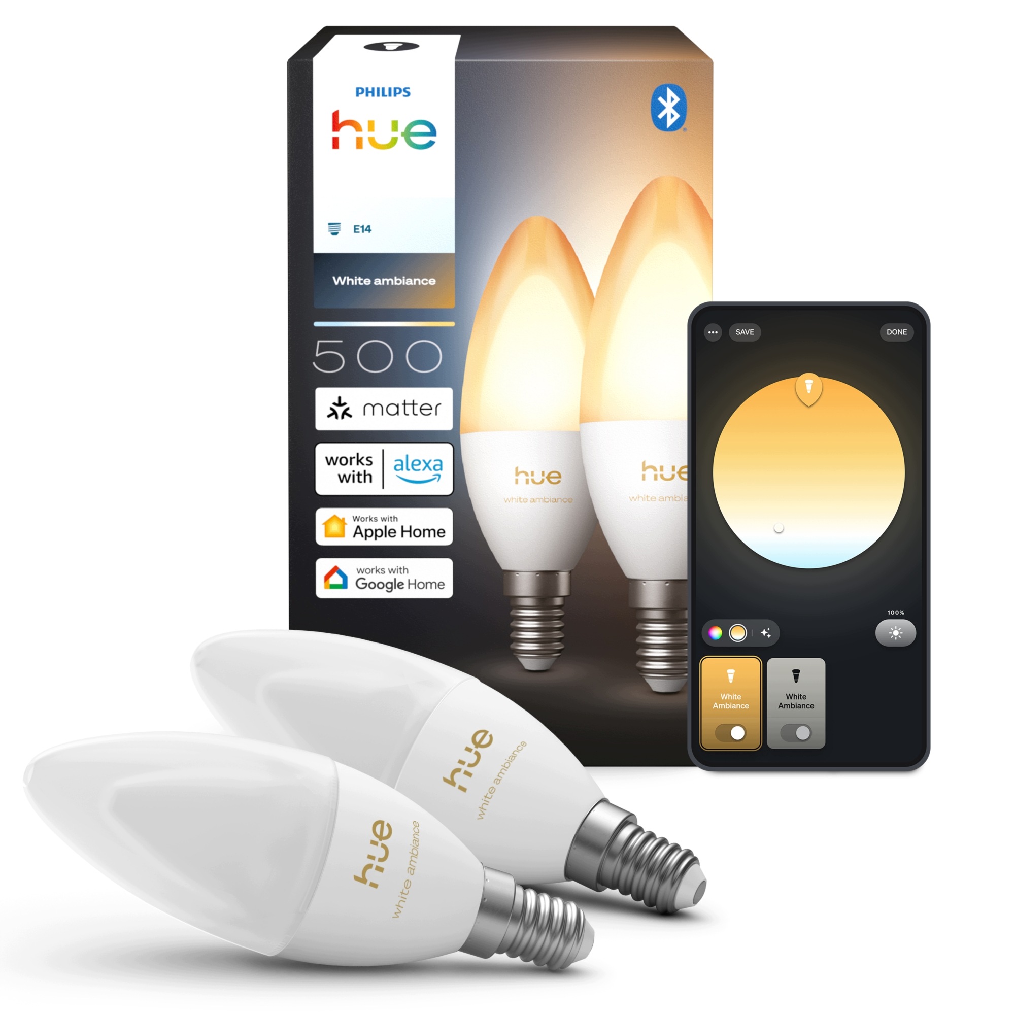 Led žiarovka E14 B39 500lm Smart Zigbee White Ambiance Philips Hue 2 ks