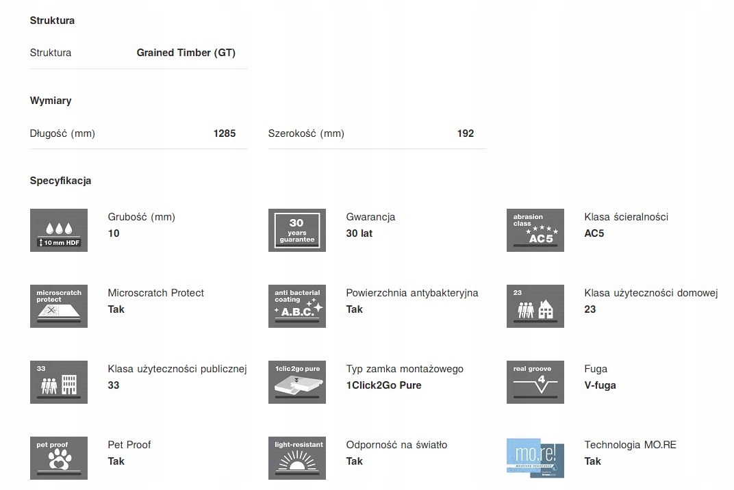 PANELE DĄB POLSKI 8169 ATLANTIC 10 10MM AC5 Kolekcja ATLANTIC 10