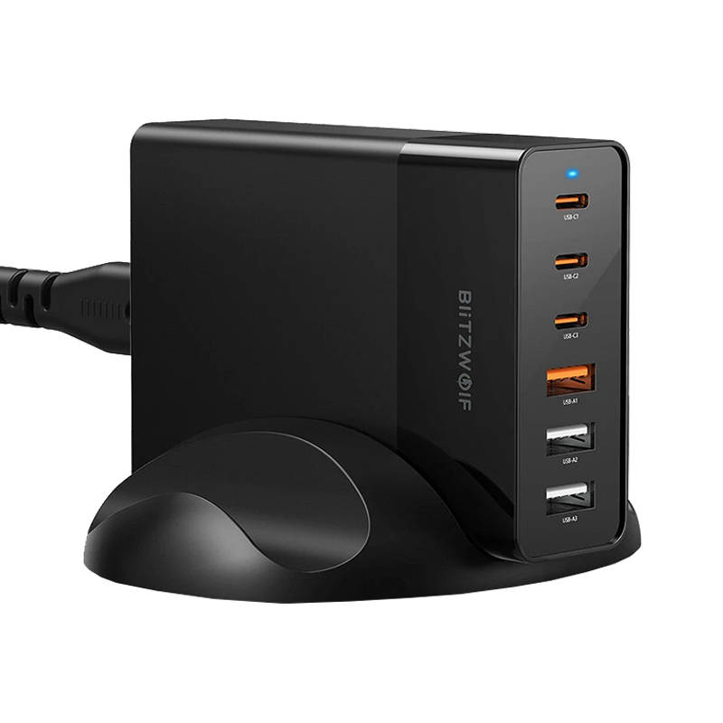 BLITZWOLF ZASILACZ ŁADOWARKA SIECIOWA USB 3X USB-A 3X USB-C PD QC 3.0 75W