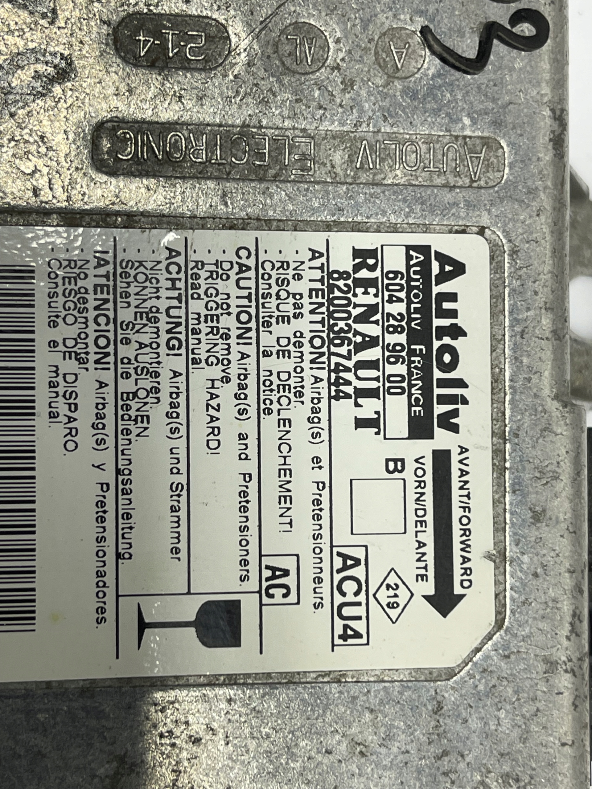 modulo airbag powietrznej Renault OE 8200367444
