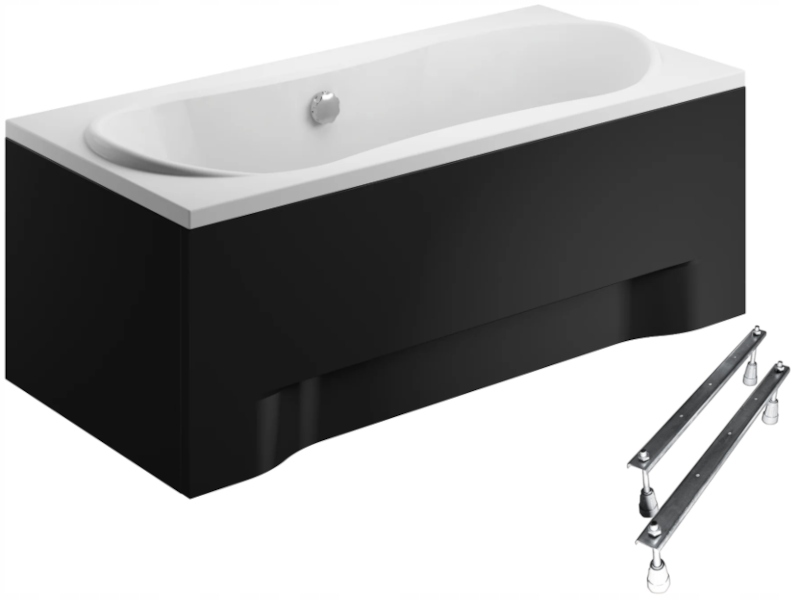 Obdélníková vana Polimat Long 170x80, černé pouzdro, bonus nohy