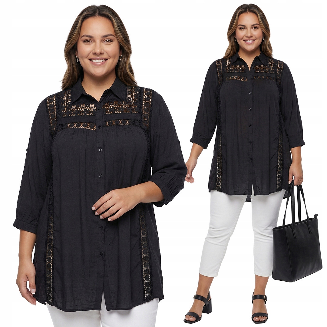 Černá krajková košile s vložkami plus size velikost 50