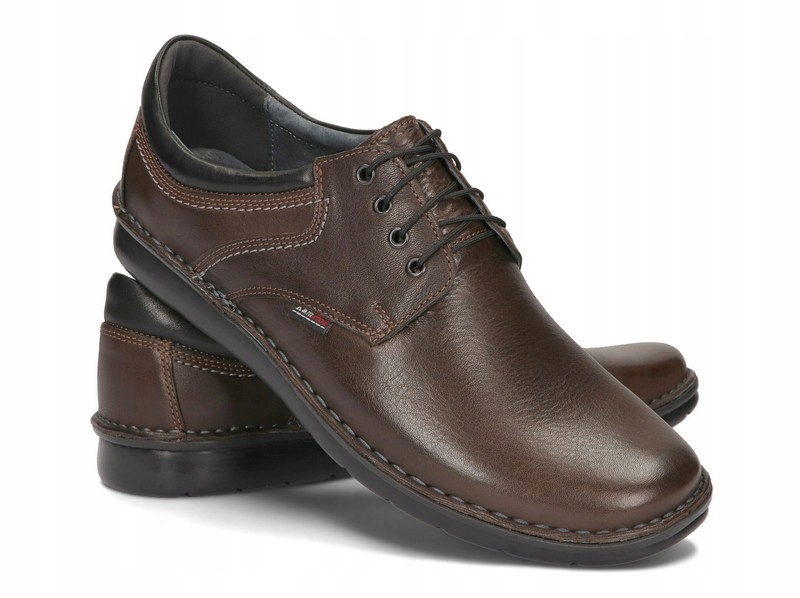 

Buty Męskie Skórzane Tęgie Szyte 011 Brąz 45