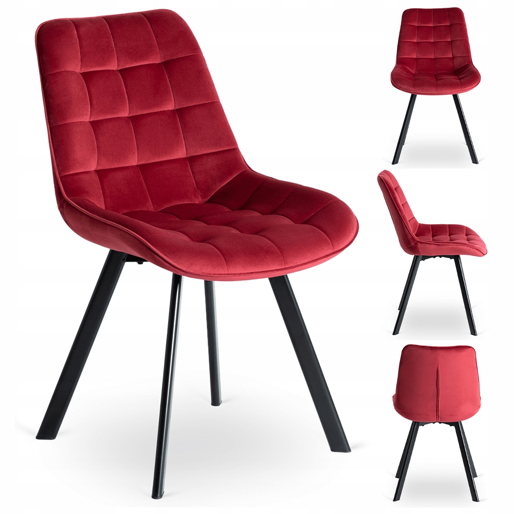 Jídelní židle Bordová Velurová Čalouněná Loftová Rick