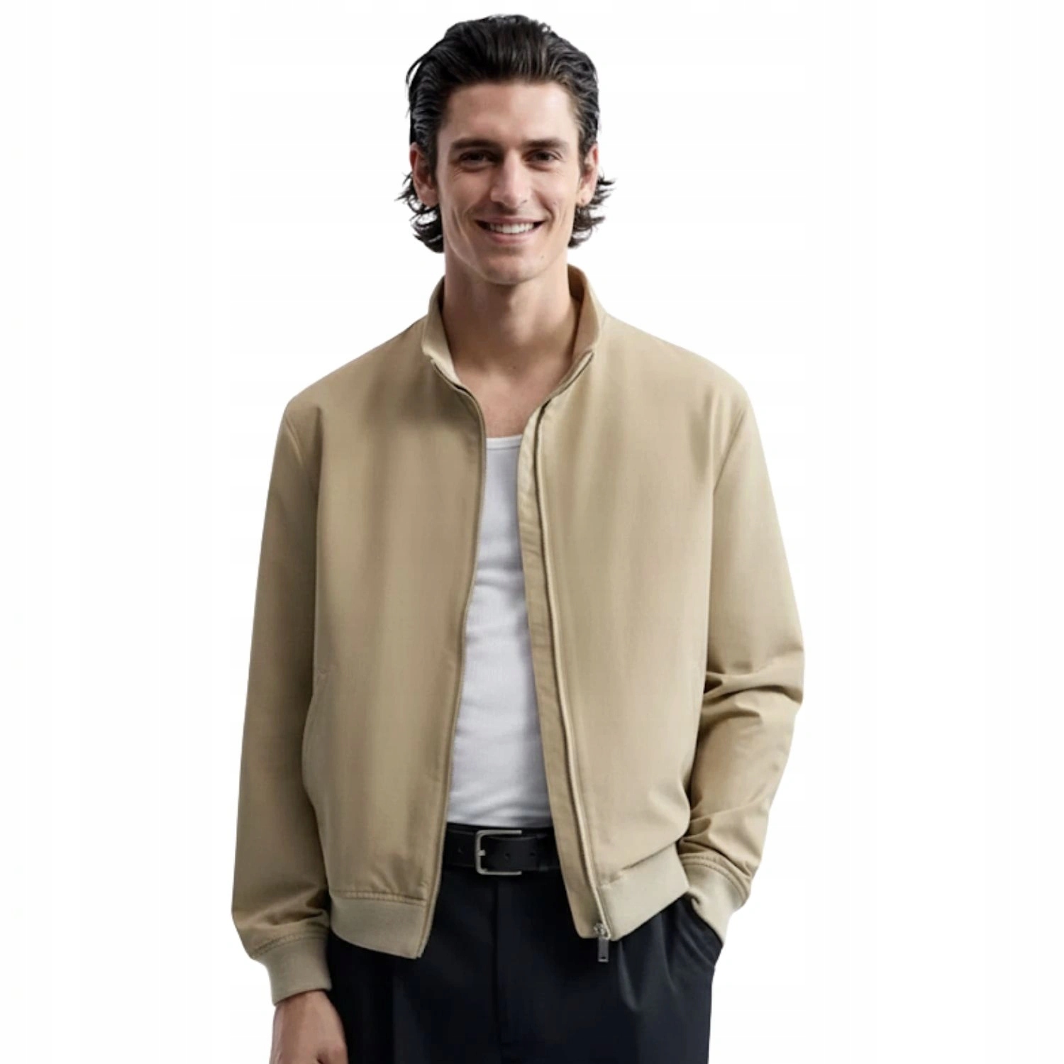 Pánská bunda Zara klasická bomber béžová přechodová vel. S