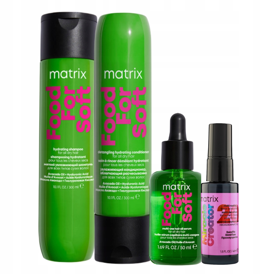 Matrix Food For Soft do Włosów Suchych: Szampon, Odżywka i Olejek Zestaw