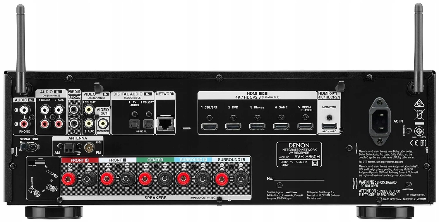 DENON AVR-S650H AMPLITUNER USB Wi-Fi BT + KOLUMNY PODŁOGOWE WILSON RAPTOR 5 Kod producenta AVRS650HBKE2