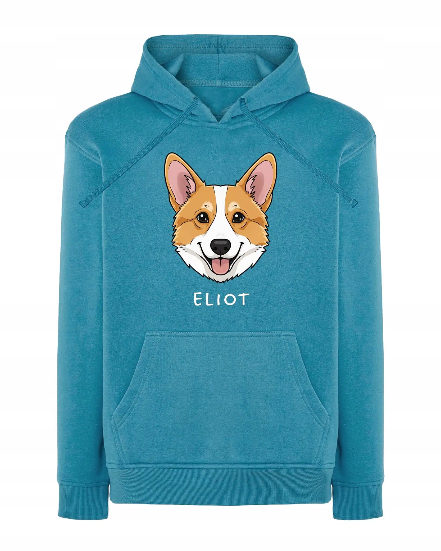 Mikina s kapucí Corgi Personalizovaná Pupil Pes Světle modrá M