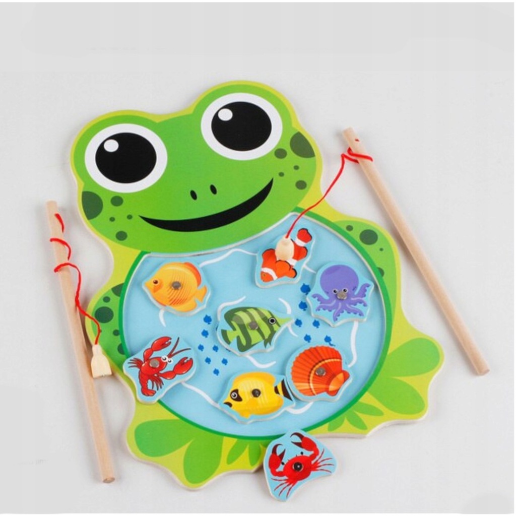 DREWNIANA GRA ŁOWIENIE RYBEK NA MAGNES ŻABA 422Ż Wiek dziecka 3 lata +