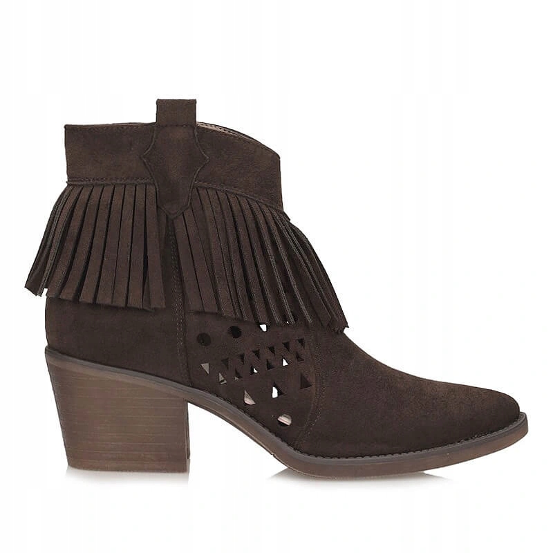 Dámské kotníkové boty M.Daszyński SA261-13 hnědé se zipem a špicí na podpatku