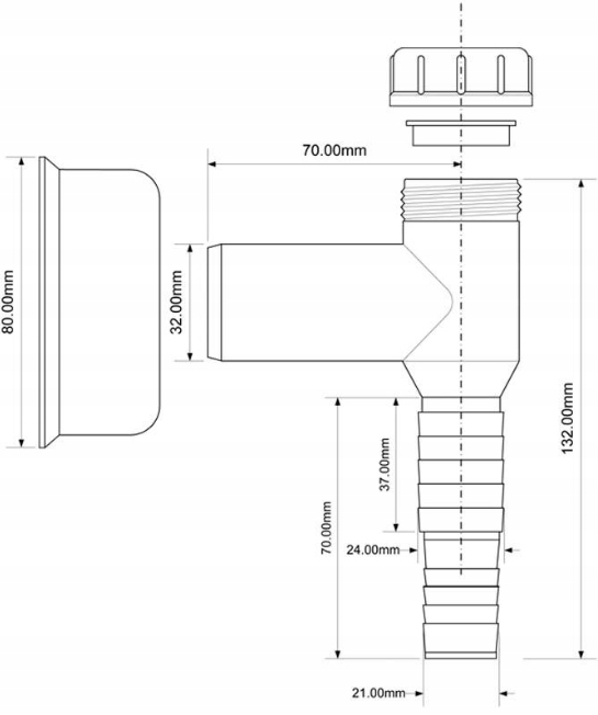 Przyłącze do pralki lub zmywarki z zaworkiem 32mm Marka McAlpine