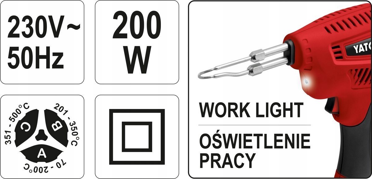 LUTOWNICA TRANSFORMATOROWA 200W YATO Moc 200 W