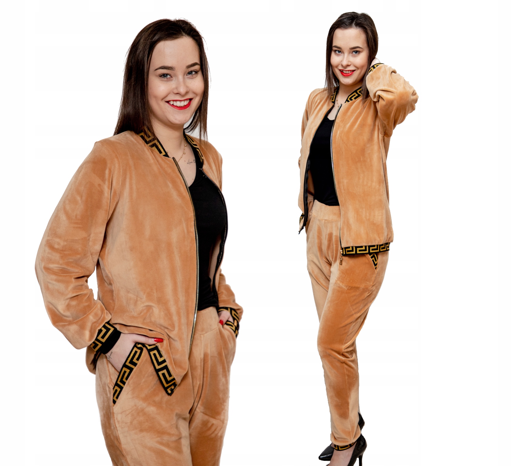 DRES DAMSKI KOMPLET ROZPINANY WELUR KOLORY XL/XXL