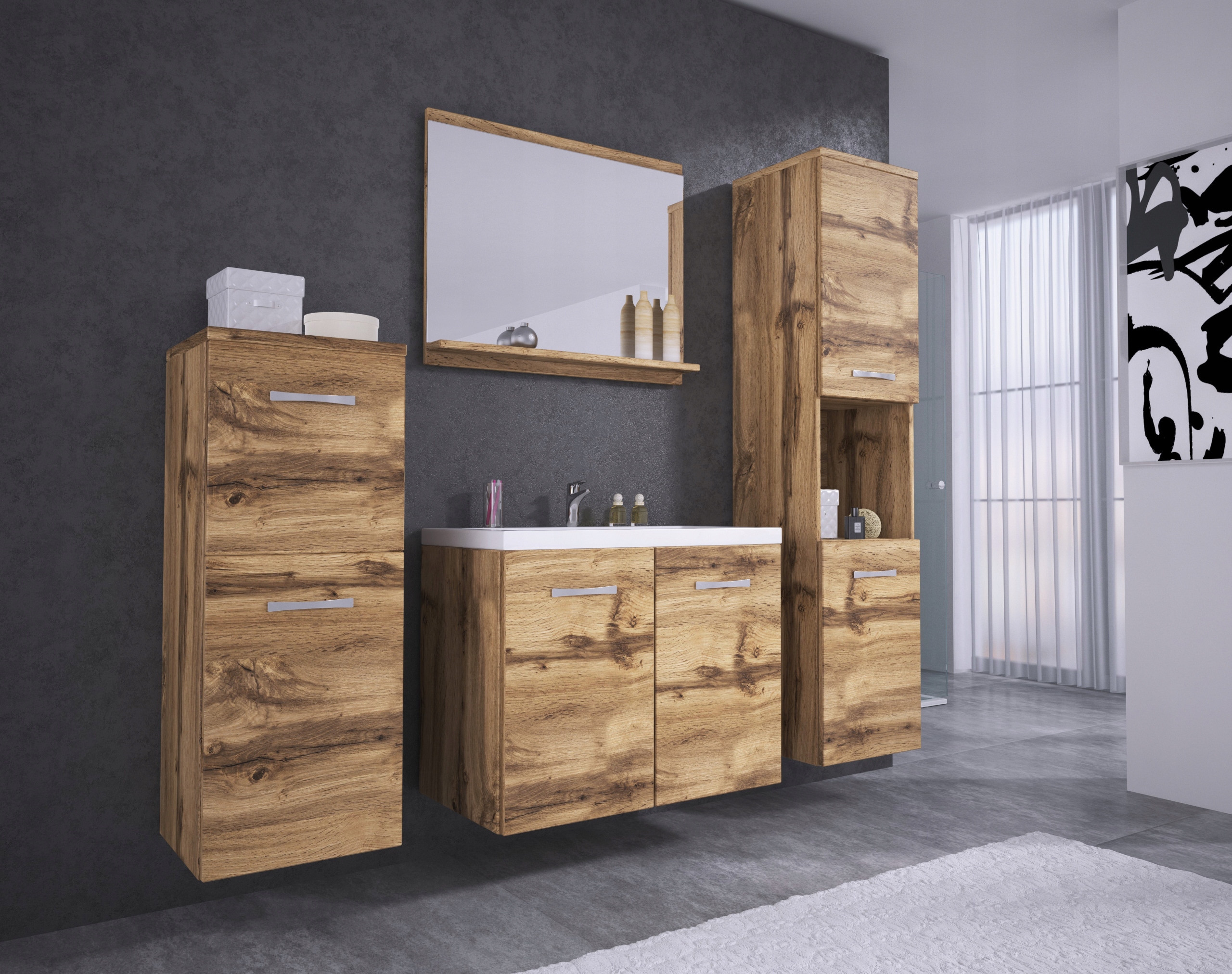 Zestaw mebli łazienkowych Ohio z umywalką. Marka Bratex