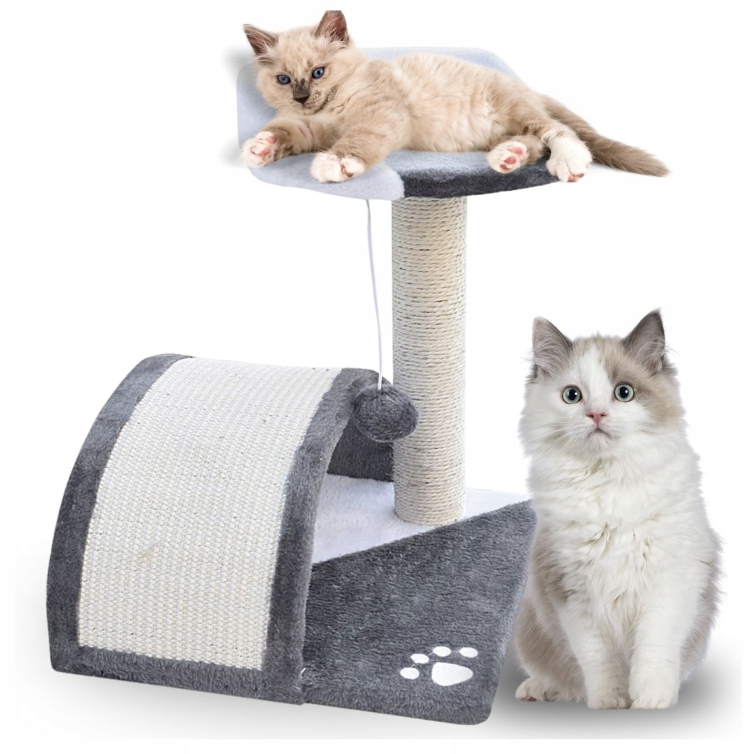 Levně Drapak Pro Kočky Malý Pelíšek Sloupek Budka Houpací Síť Hračka 43 cm