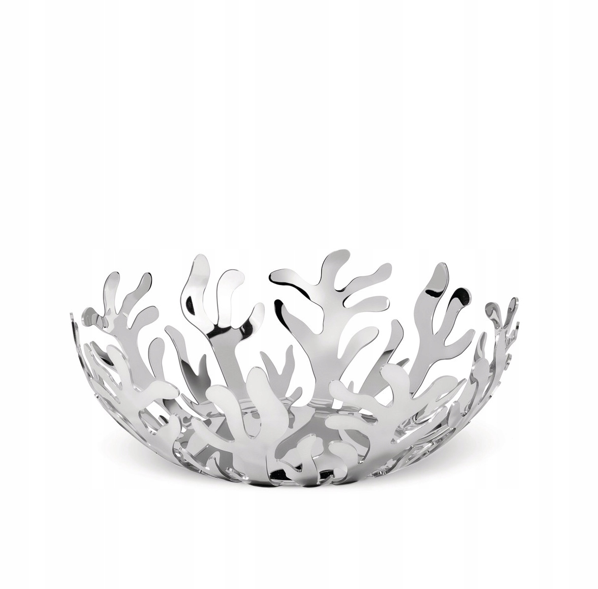 Alessi Mediterraneo Oceľový košík na ovocie 21 cm strieborný leštený