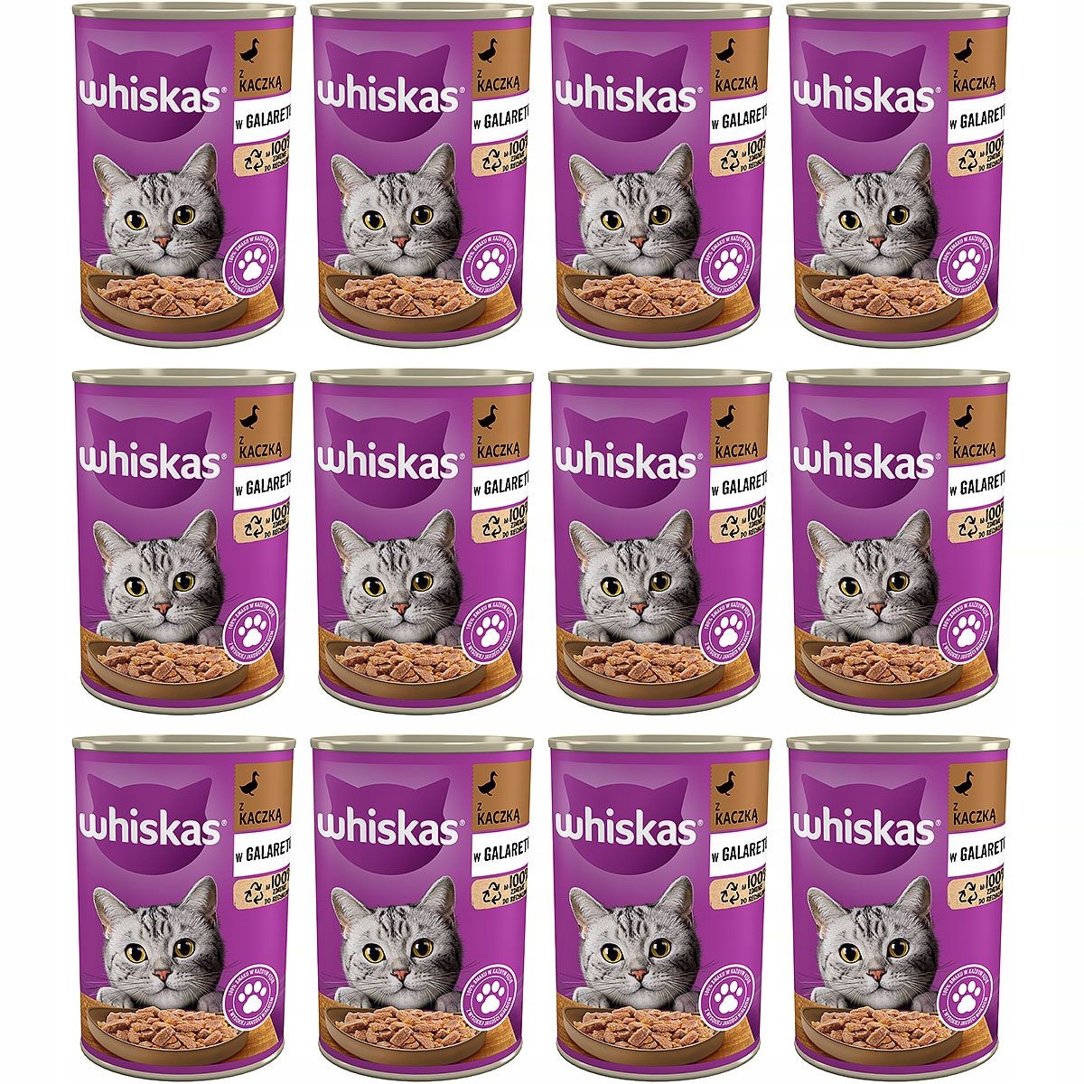 Levně Whiskas mokré krmivo pro kočky Kachna Želé konzerva 12 x 400 g