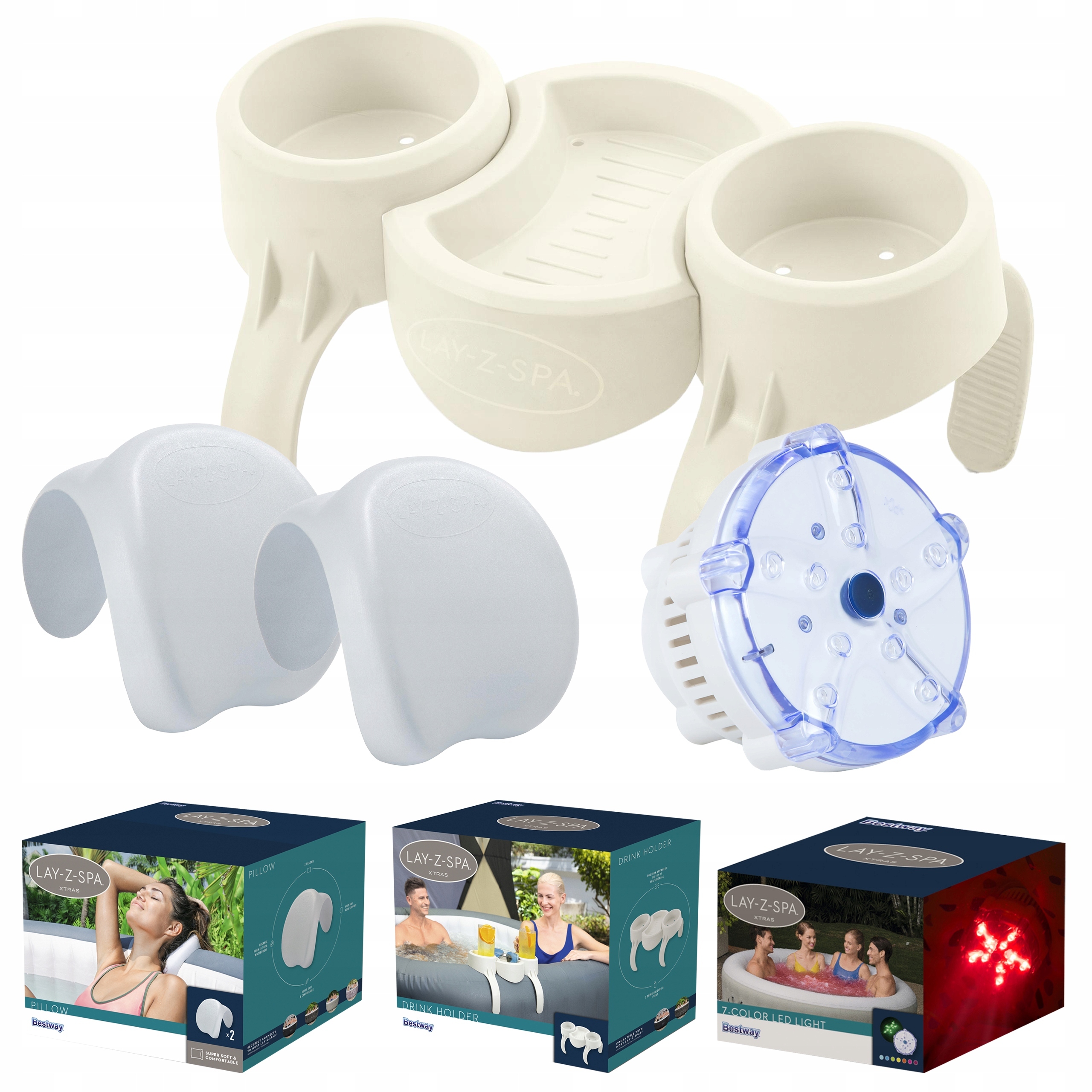 Držiak Na Nápoje Lay-z-spa 2 Vankúše Do Vírivky Led Lampička Bestway 3V1