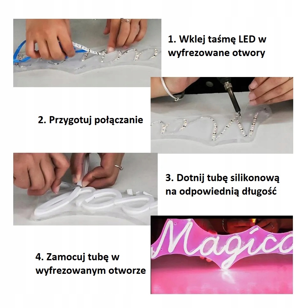 NEON FREZ RÓŻOWA OSŁONKA 8mm SILIKONOWA DO TAŚM LED Typ osłonka