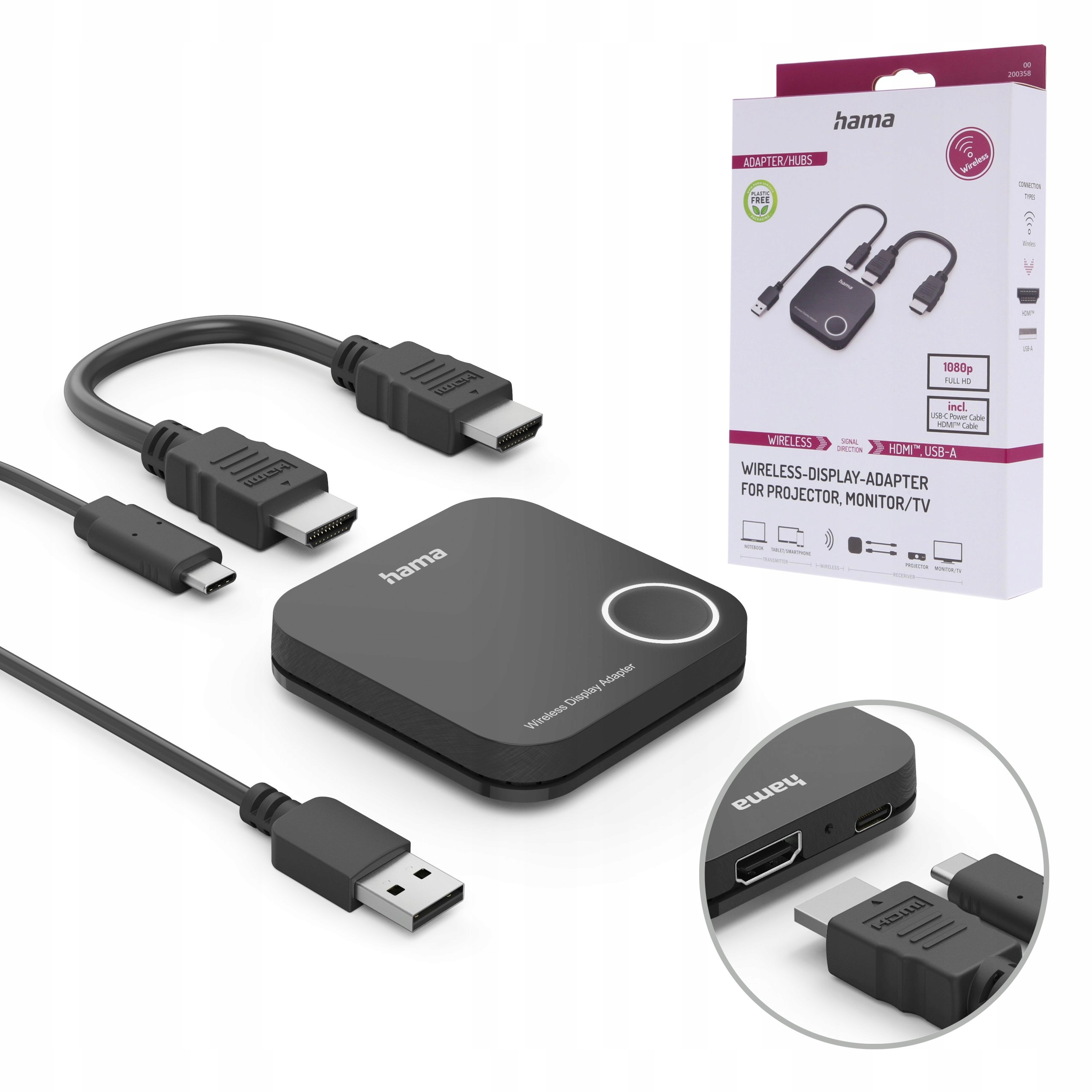 Hama bezprzewodowy transmiter obrazu Hdmi kabel Full Hd 1080p Wifi