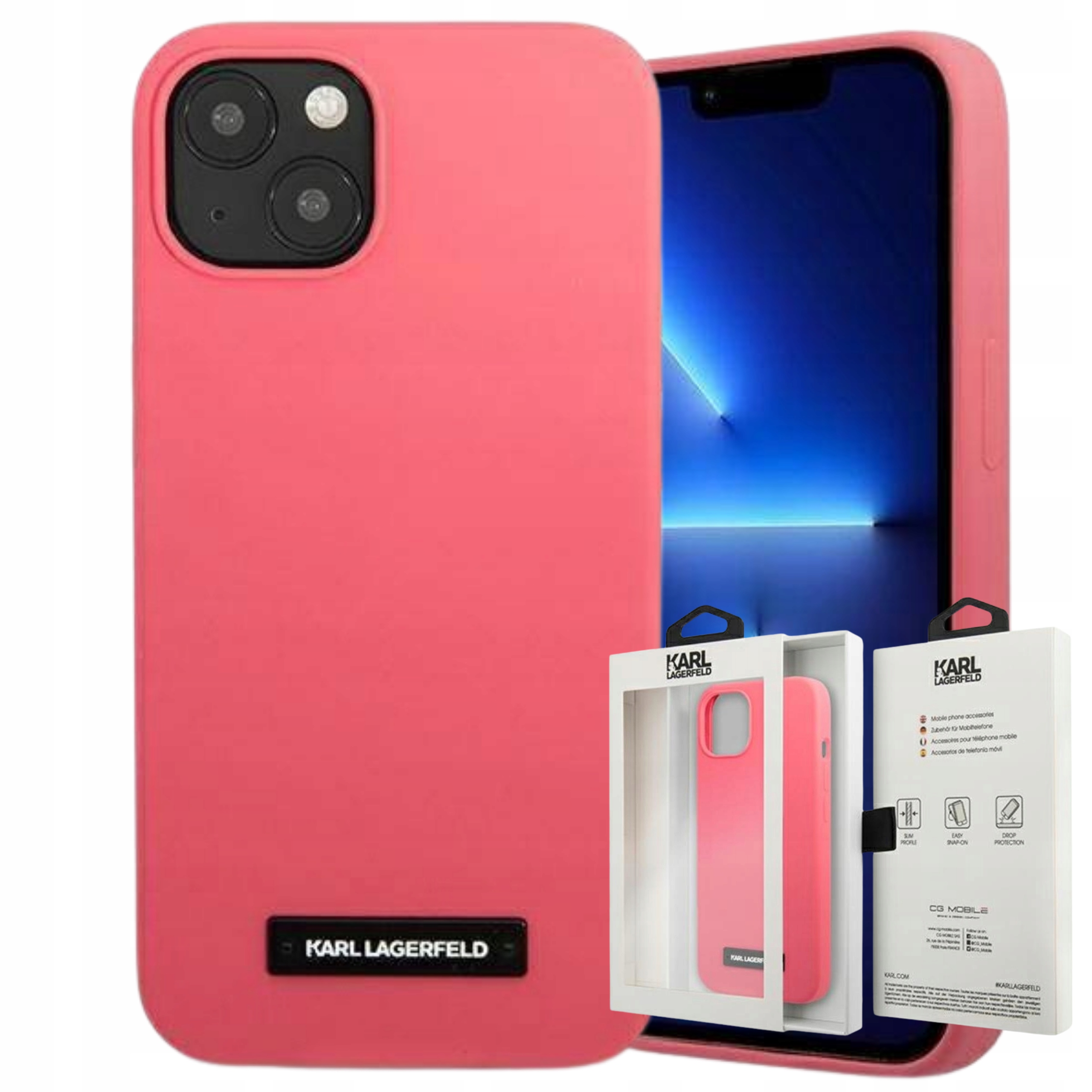 Oryginalne Etui Plecki Karl Lagerfeld do Apple iPhone 13 14 Szkło