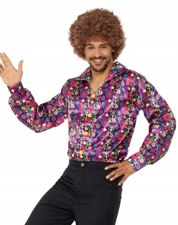 Koszula Disco Mucho lata 60 70 Maczo Man Hipisa Hipis Retro z Kołnierzem M