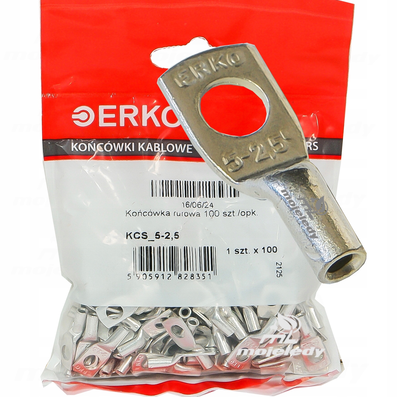 Kabelová koncovka měděná, bělená 2,5 mm M5 100sz Erko Kcs