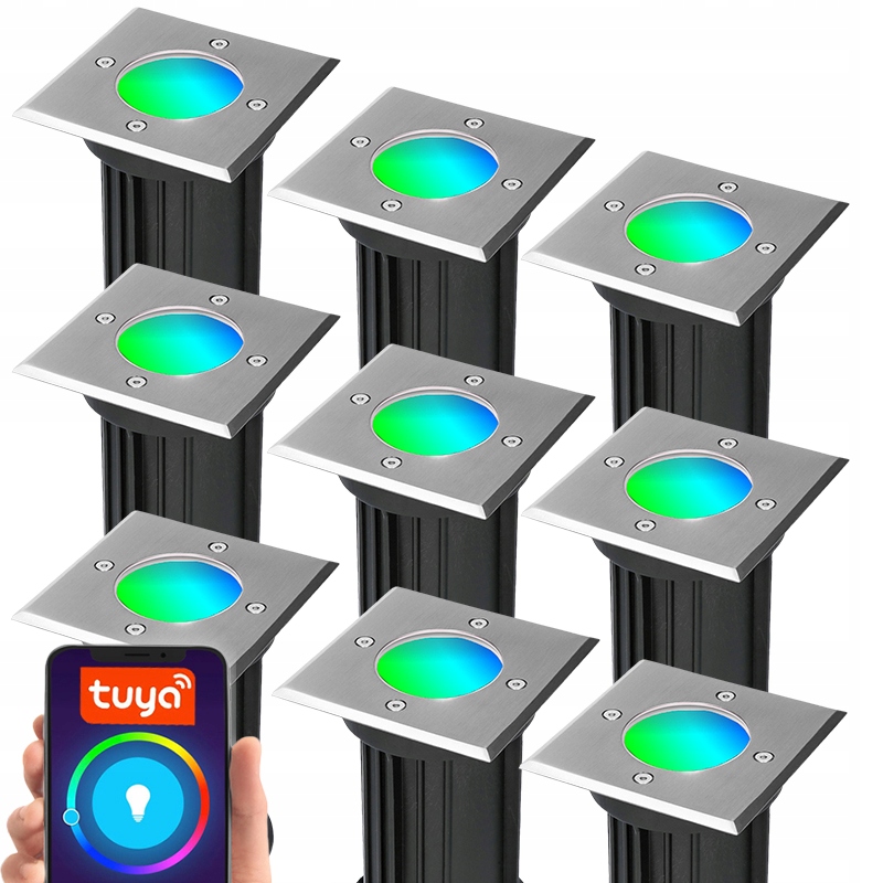 8x Oświetlenie Najazdowe Kolorowa Rgb Smart Tuya GU10 230V IP65 Aplikacja