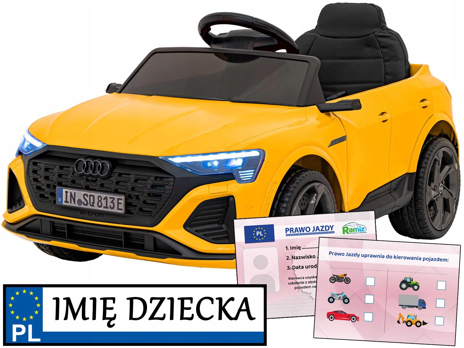 samochodzik na akumulator Audi SQ8 auto dla dziecka pilot eva pasy Led