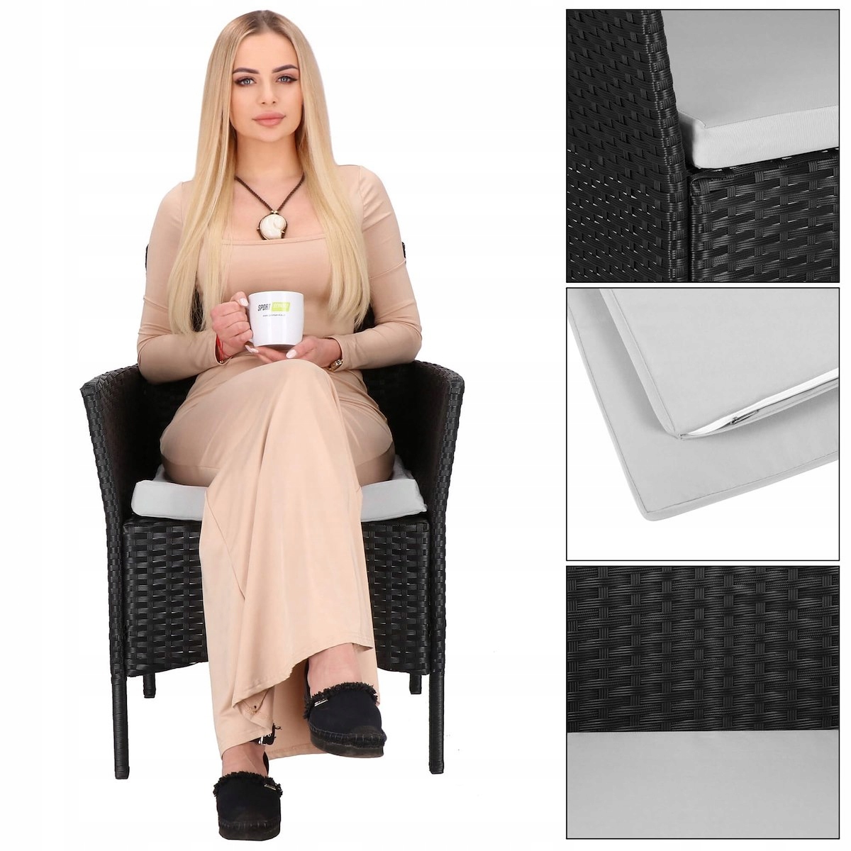 MEBLE OGRODOWE ZESTAW SOFA STOLIK FOTELE RATTANOWE KOMPLET MEBLI NA 5 OSÓB EAN (GTIN) 5907719471587