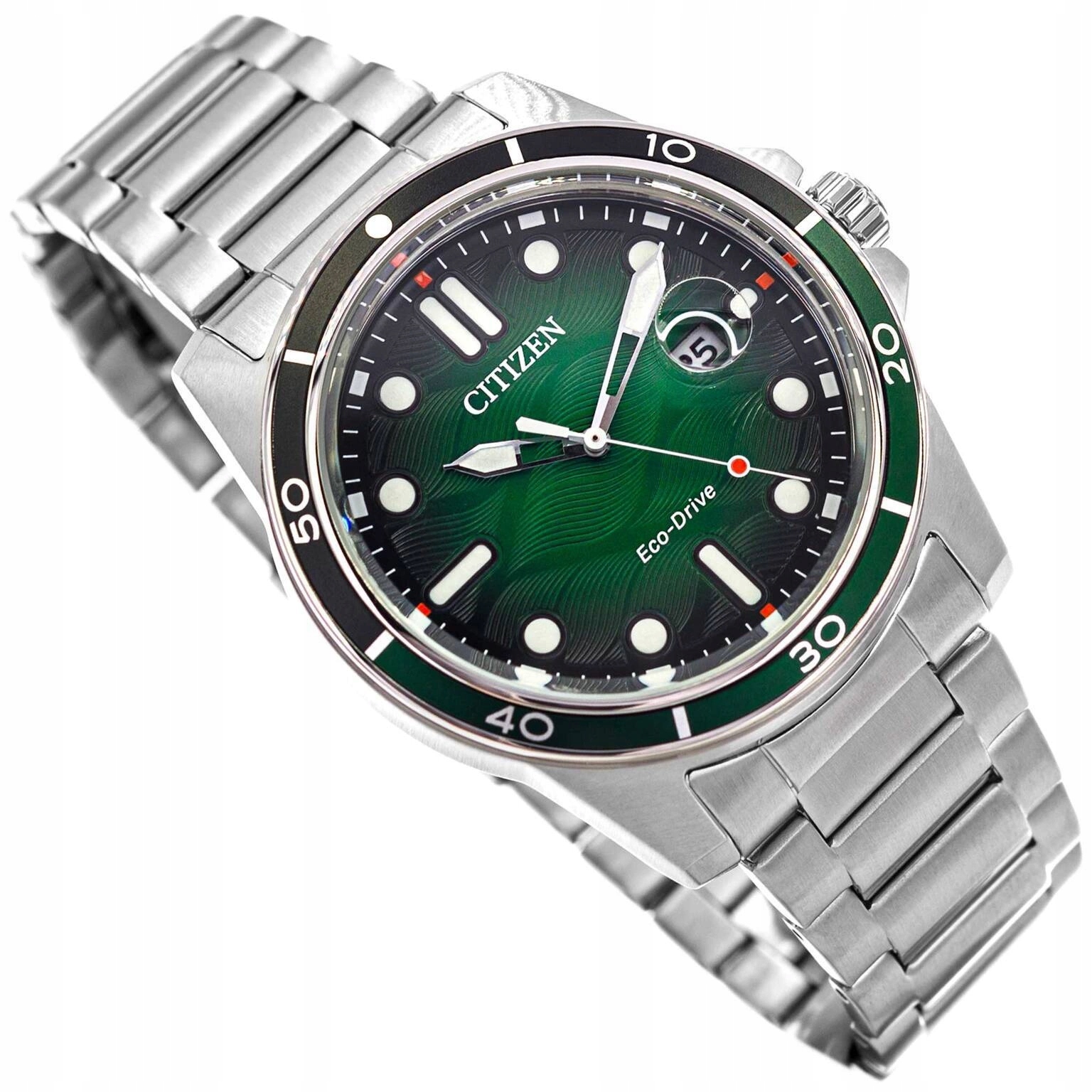 Męski Zegarek Citizen AW1811-82X Eco-drive Marine Srebrny Na Bransolecie