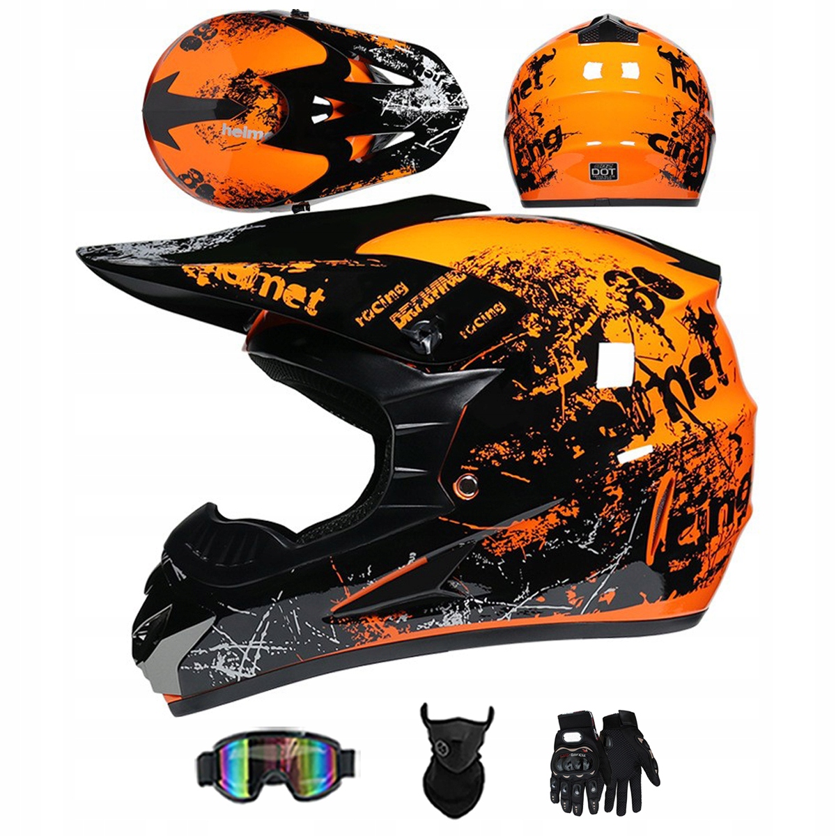 Motocyklová Přilba Lehká Enduro Quada Brýle Rukavice Maska M