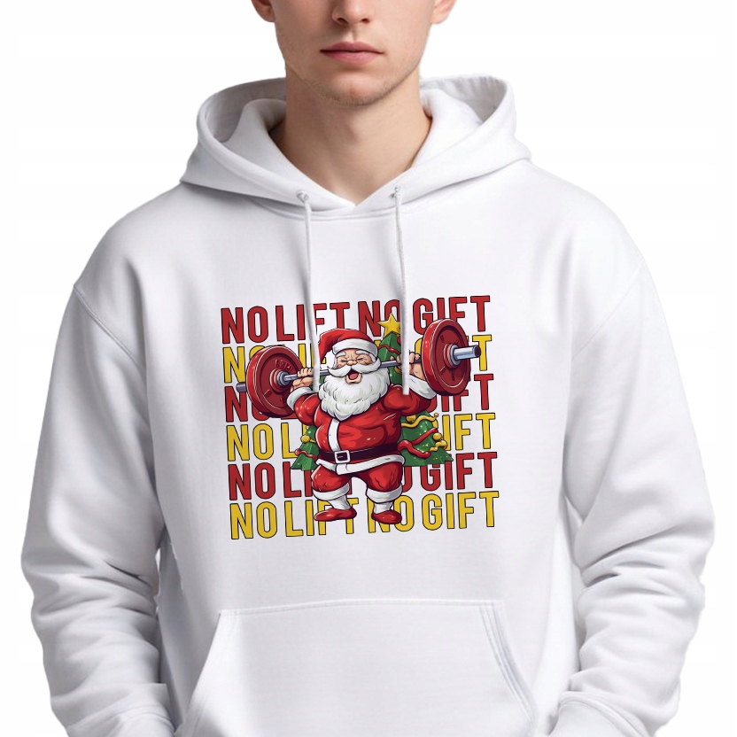 Mikina Bílá S Kapucí Bílá Na Dárek Mikuláše No Lift No Gift Vzorky S